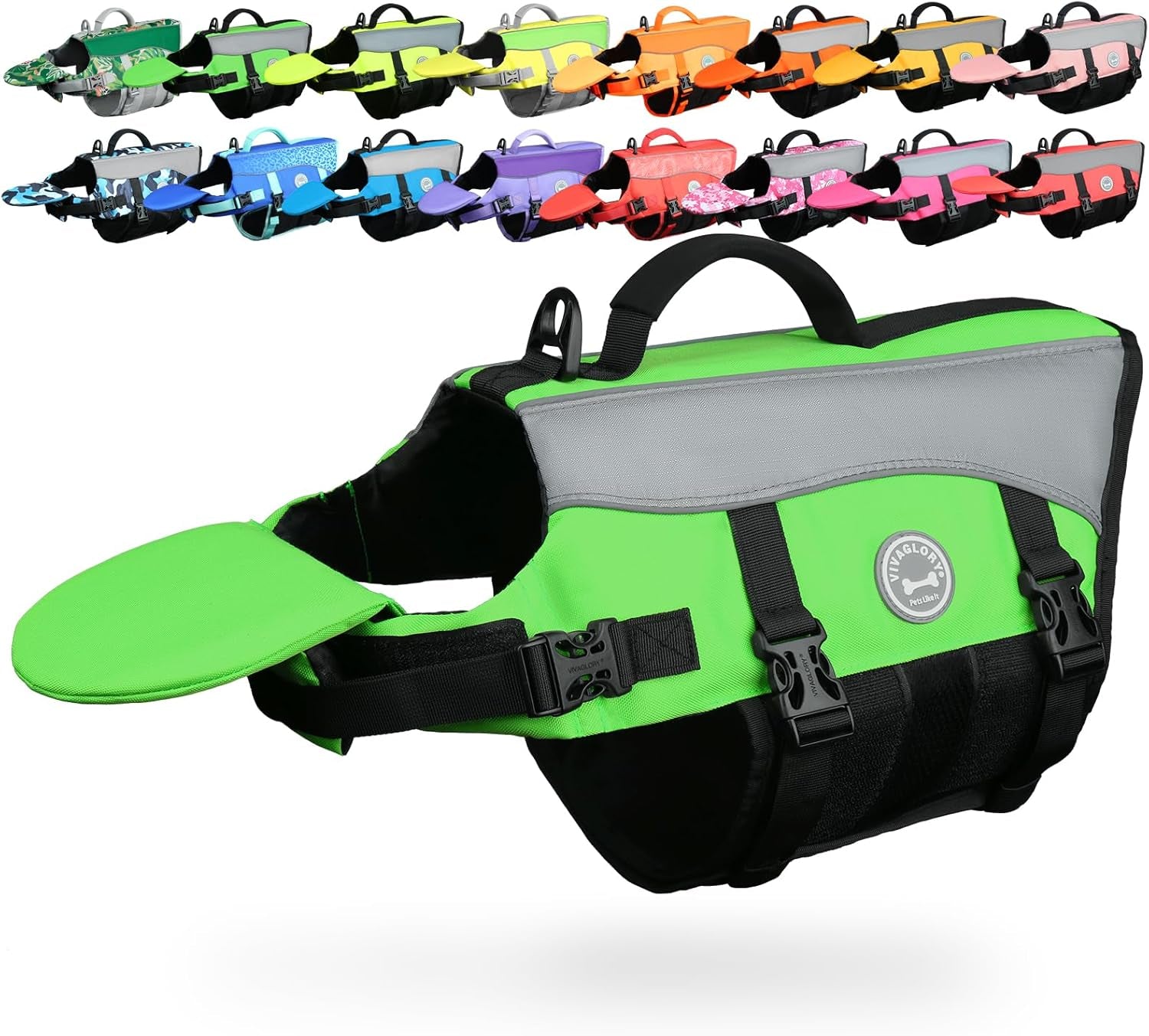 Front Float Dog Life Vest, Dog Life Jacket for Swimming & Boating, Swimming Vest with Chin Float & Handle, Ripstop & Buoyancy for Puppy Doggy, S, Bright Green