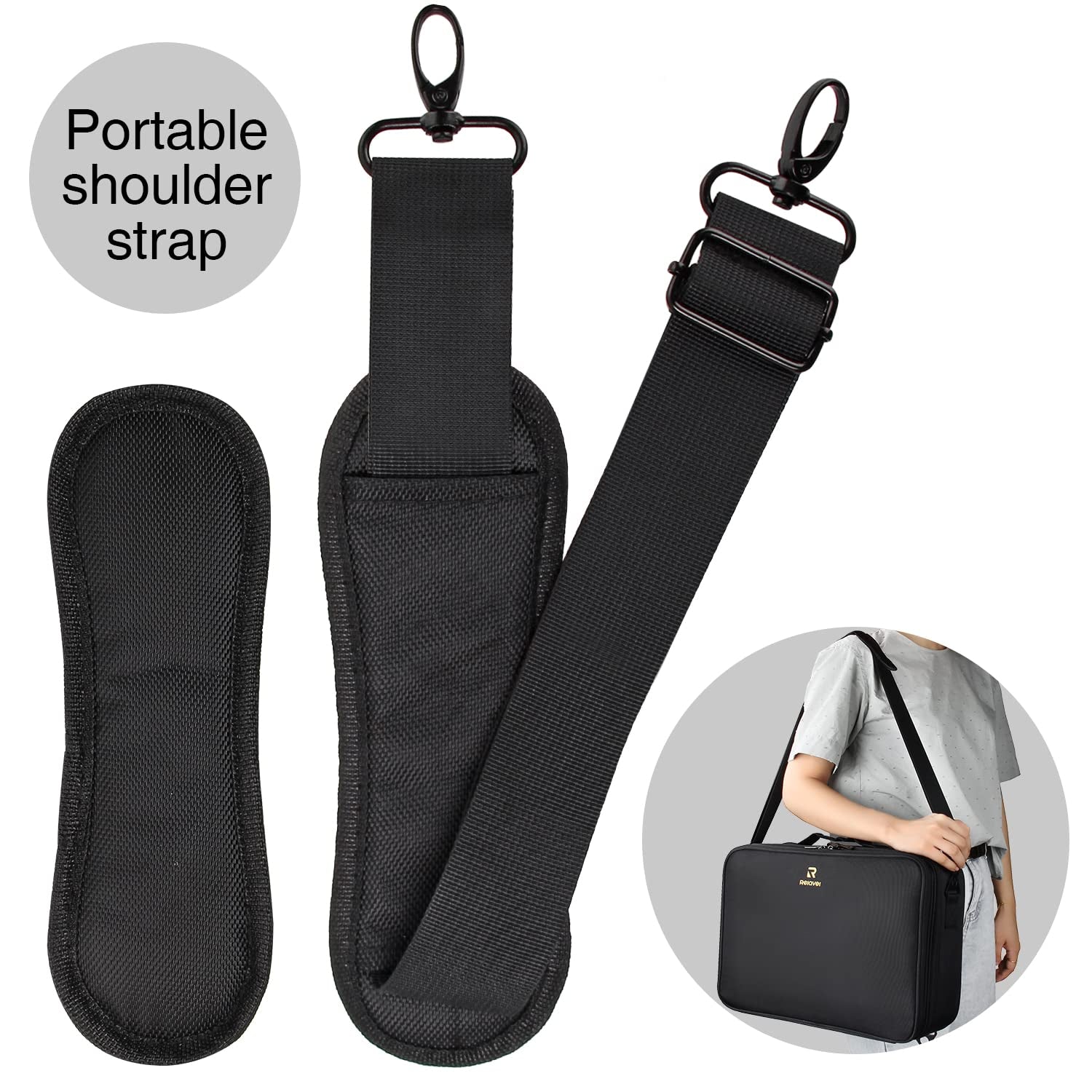 Large Capacity Makeup Case 3 Layers Cosmetic Organizer Brush Bag Barber Train Case Makeup Artist Box for Hair Curler Hair Straightener Brush Set and Cosmetics