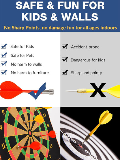Magnetic Dart Board for Kids, Teens, and Adults — Double-Sided Dart Board Game with Strong Magnetic Darts, Roll-Up Portable Design, Gifts for Teen Boys, Family Parties, Camping, and Birthdays