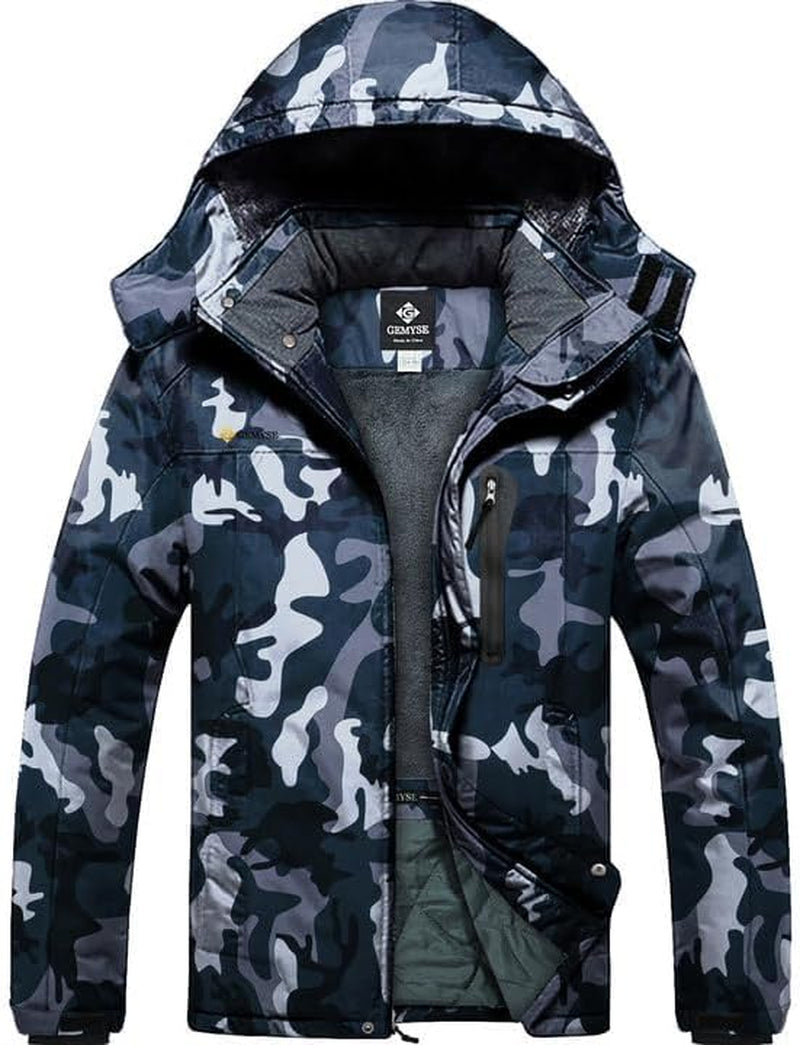 Men'S Ski Snow Jacket Warm Winter Waterproof Coat Snowboard Rain Jacket Hooded Windproof Windbreaker