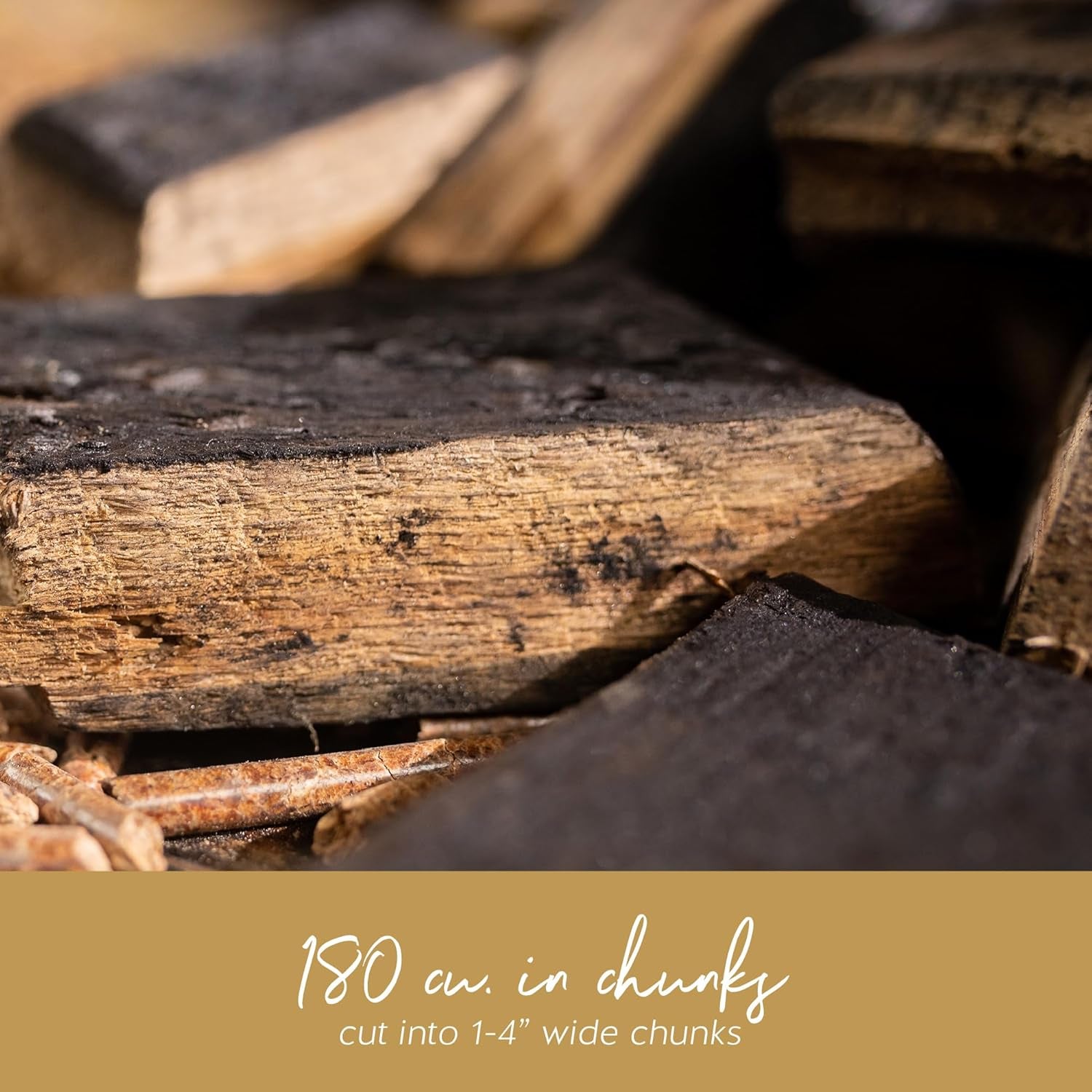 Midwest Barrel Co. Bag of Bourbon Barrel BBQ Smoking Wood Chunks - Authentic American White Oak Wood Chunks from Bourbon Barrels, Slow Burning, 1-4”, for BBQ, Lamb, Pork, Poultry, Veggies, Cheese