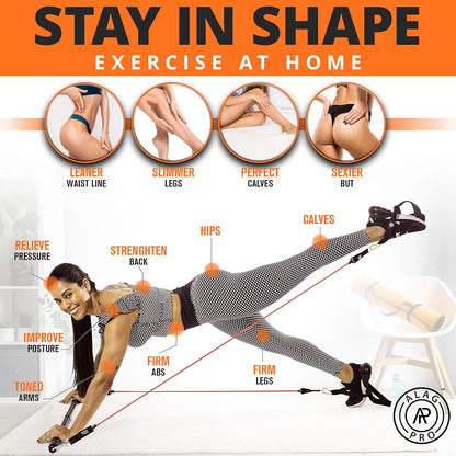 Pilates Bar Kit with Resistance Bands for Women & Men - Pilates Equipment for Home Workouts | Portable Exercise Bar with Adjustable Resistance Band | Gym Stick for Full Body Workout Toning - Fitness