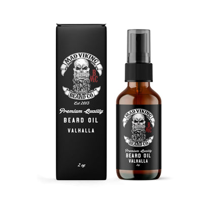 Mad Viking Valhalla Beard Oil - Hydrate, Soften and Grow Your Beard Naturally. Fight Itch and Dandruff with a Smooth Sandalwood & Vanilla Scent, Made in the USA - 2Oz