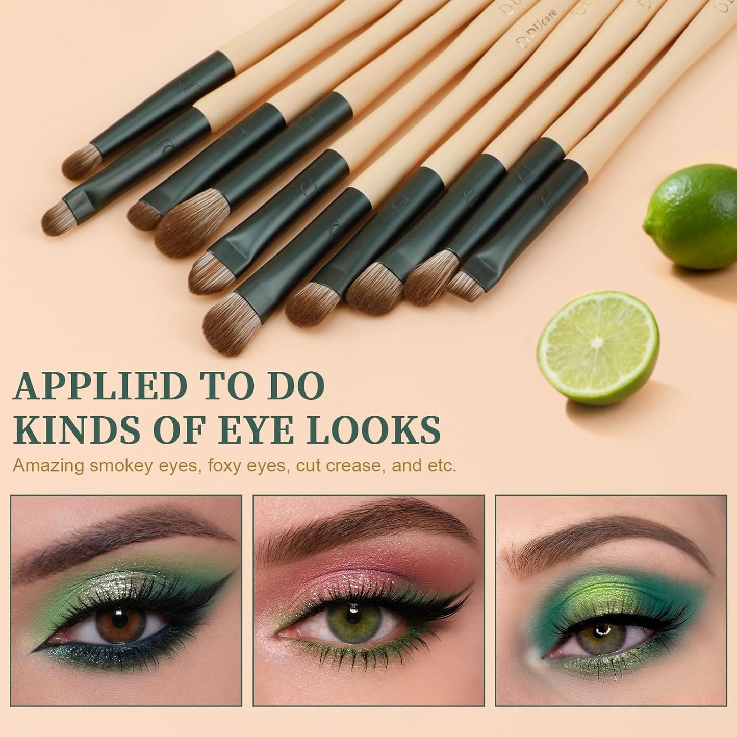 Makeup Brushes 14Pcs with 3Pcs Christmas Sponges Cosmetic Bag Makeup Brush Set for Foundation Blending Face Powder Blush Concealers Eye Shadows