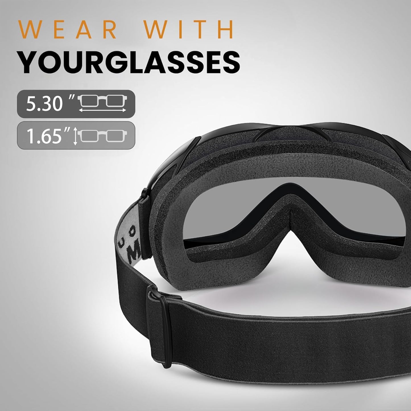 OTG Ski Goggles - over Glasses Ski/Snowboard Goggles for Men, Women & Youth - 100% UV Protection