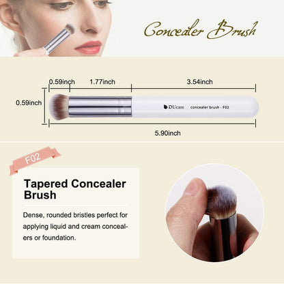 Makeup Brushes 3Pcs Foundation Contour Bronzer Brush,Concealer Brush,Blusher Powder Brush, Face Kabuki Travel Buffing Stippling Liquid Blending Makeup Brush Set White