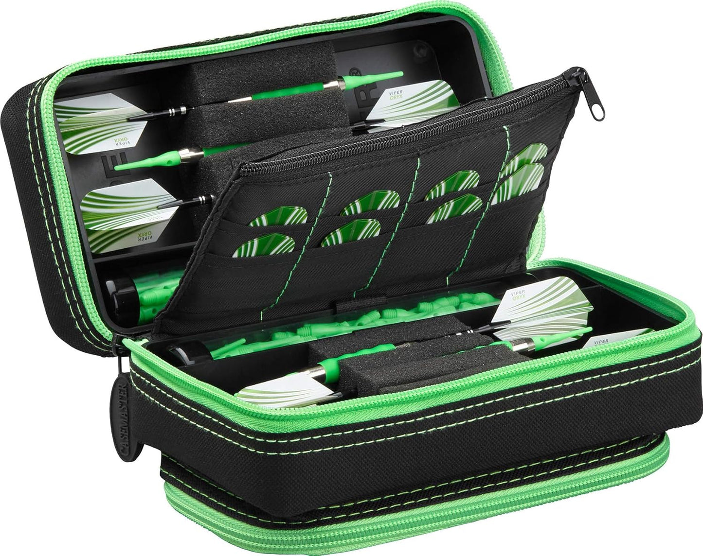 Plazma Pro, 6 Dart Case for Soft and Steel Tip Darts, Features Large Front Mobile Device Pocket, Built-In Storage Tubes and Pockets for Flights, Tips, Shafts, and Personal Items