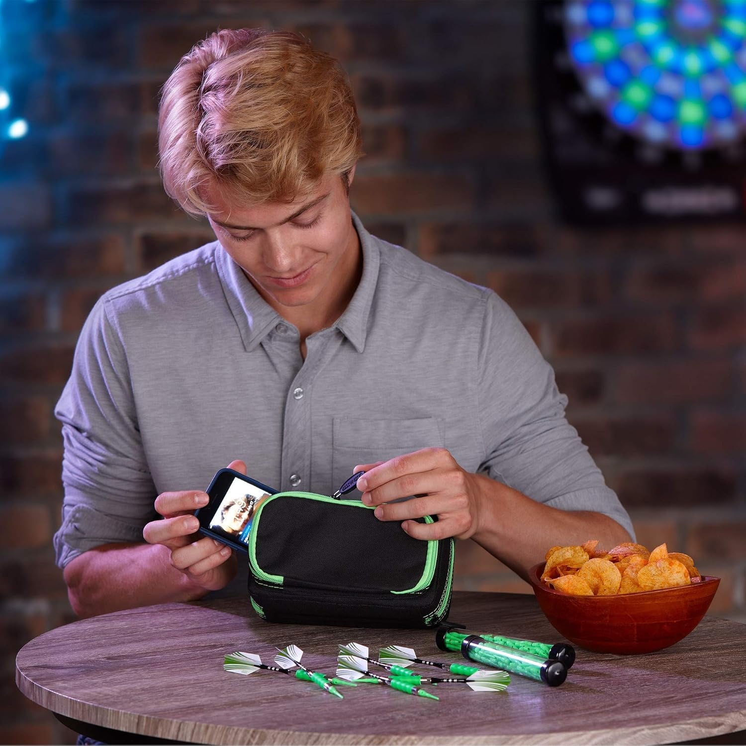 Plazma Pro, 6 Dart Case for Soft and Steel Tip Darts, Features Large Front Mobile Device Pocket, Built-In Storage Tubes and Pockets for Flights, Tips, Shafts, and Personal Items