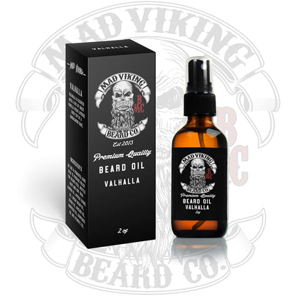 Mad Viking Valhalla Beard Oil - Hydrate, Soften and Grow Your Beard Naturally. Fight Itch and Dandruff with a Smooth Sandalwood & Vanilla Scent, Made in the USA - 2Oz
