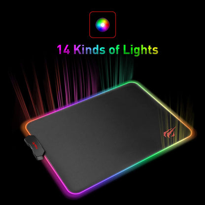 RGB Gaming Mouse Pad Soft Non-Slip Rubber Base Mouse Mat for Laptop Computer PC Games (13.8 X 9.8 X 0.16 Inches, Black)