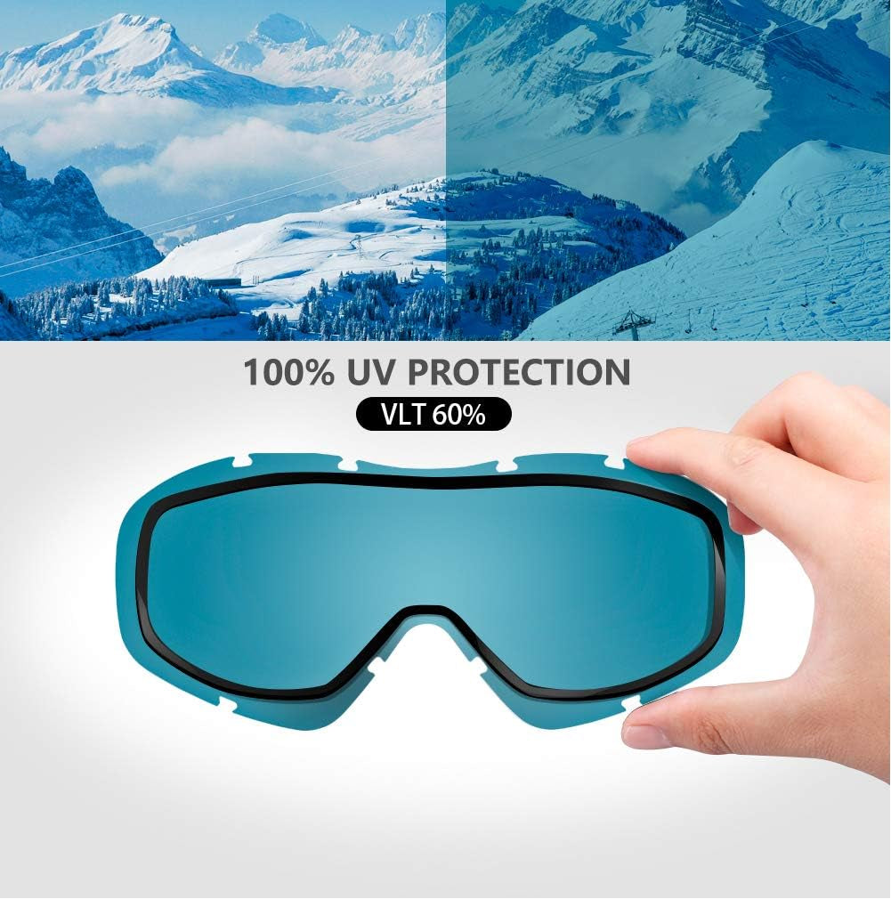 OTG Ski Goggles - over Glasses Ski/Snowboard Goggles for Men, Women & Youth - 100% UV Protection