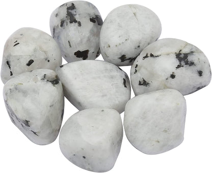 Healing Crystals Rainbow Moonstone Tumbled Stones- Healing Stones and Crystals for Beginners- 8 Piece Real Crystals and Healing Stones - Tumbled Crystals for Witchcraft (8, Rainbow Moonstone)