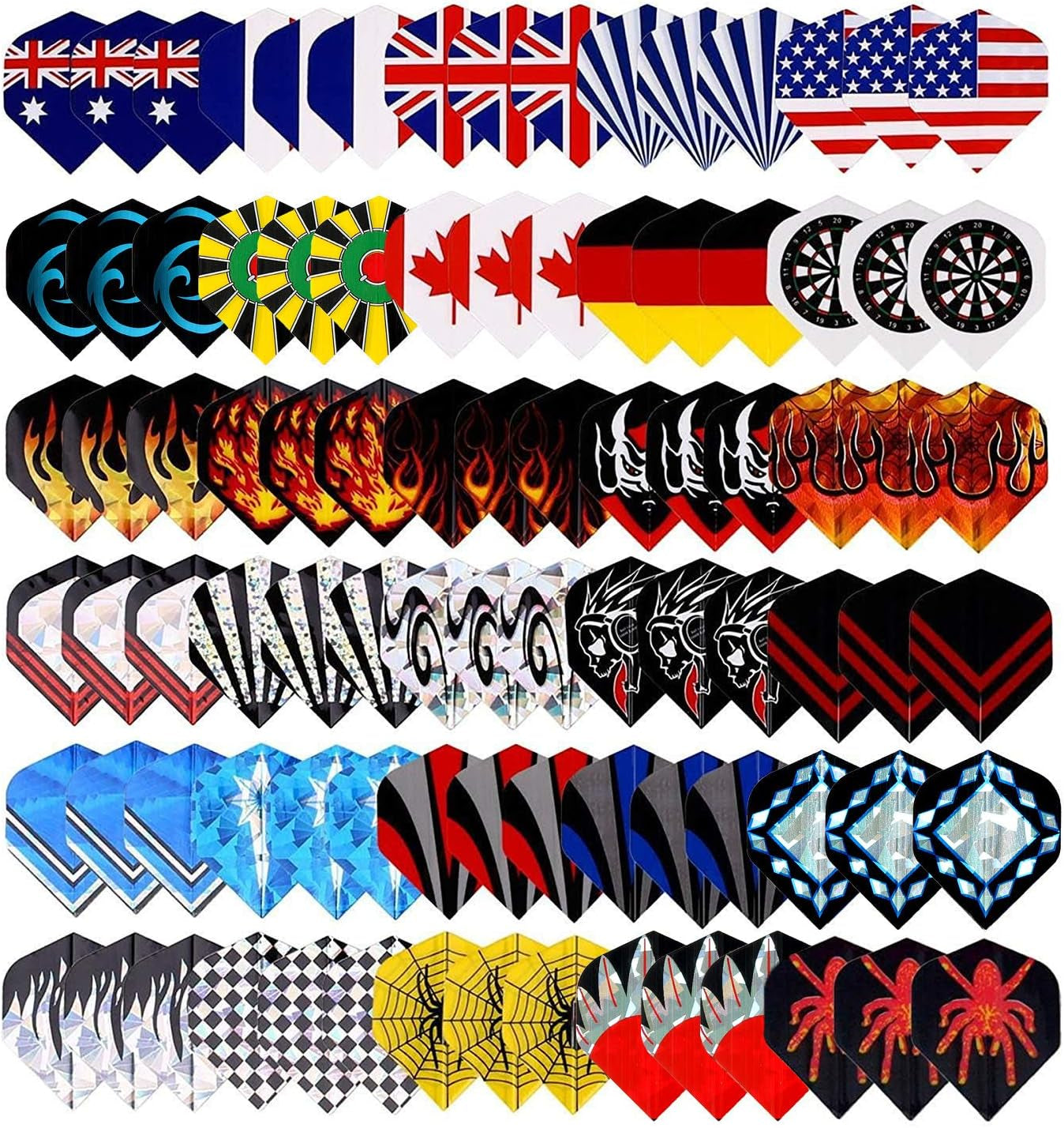 Standard Dart Flights Sets 30 Sets 90 Pcs Durable Replacement Dart Accessories Parts Supplies, Rich Variety of Designs Tail Wing