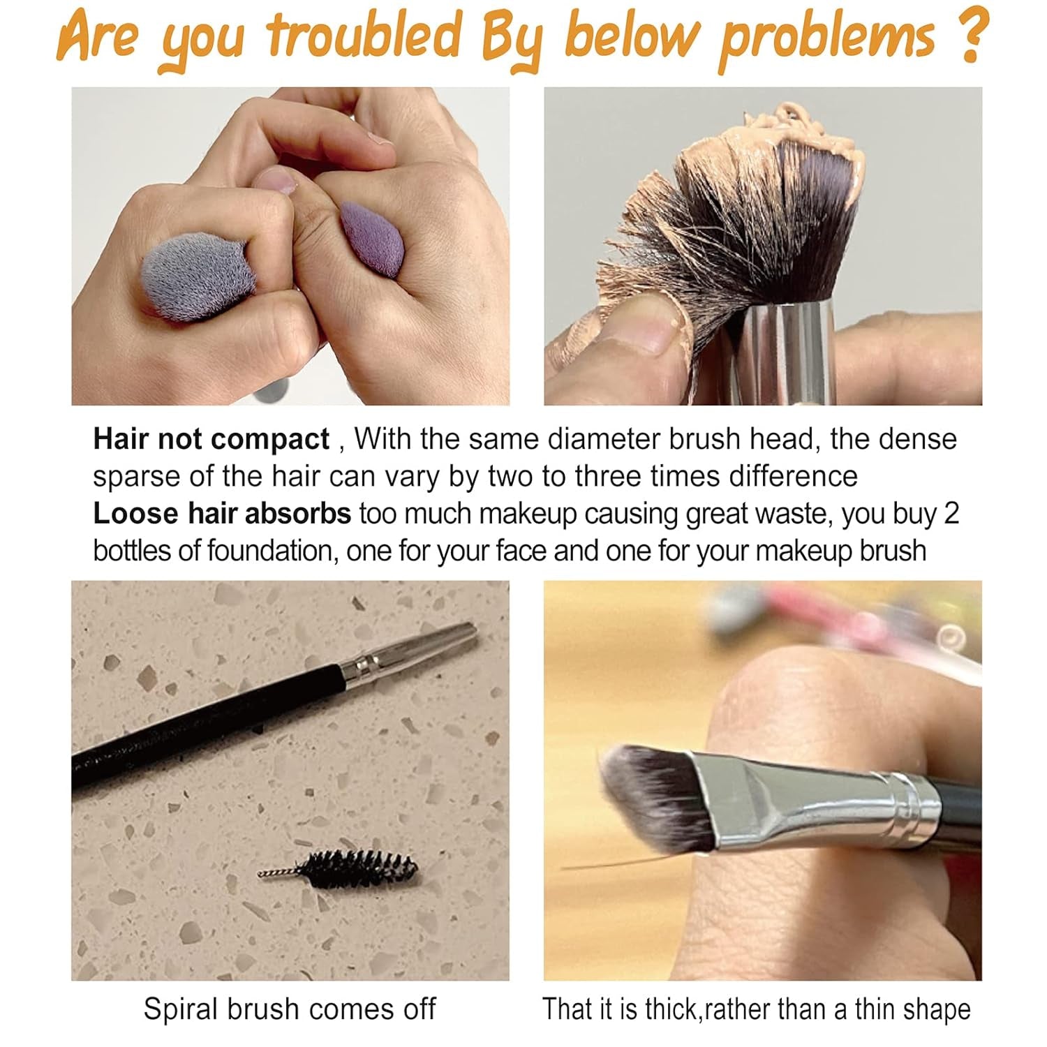 Essential Makeup Brushes Set with Travel Retractable Powder Brush Vegan Hair for Foundation Concealer Eyeshadow Face Contour Brush (10Pcs Pearl Black)