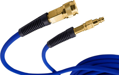 E1450PVCR 1/4" X 50' PVC / Rubber Hybrid Air Hose with Brass 1/4" NPT Industrial Fitting and Universal Quick Connect Coupler