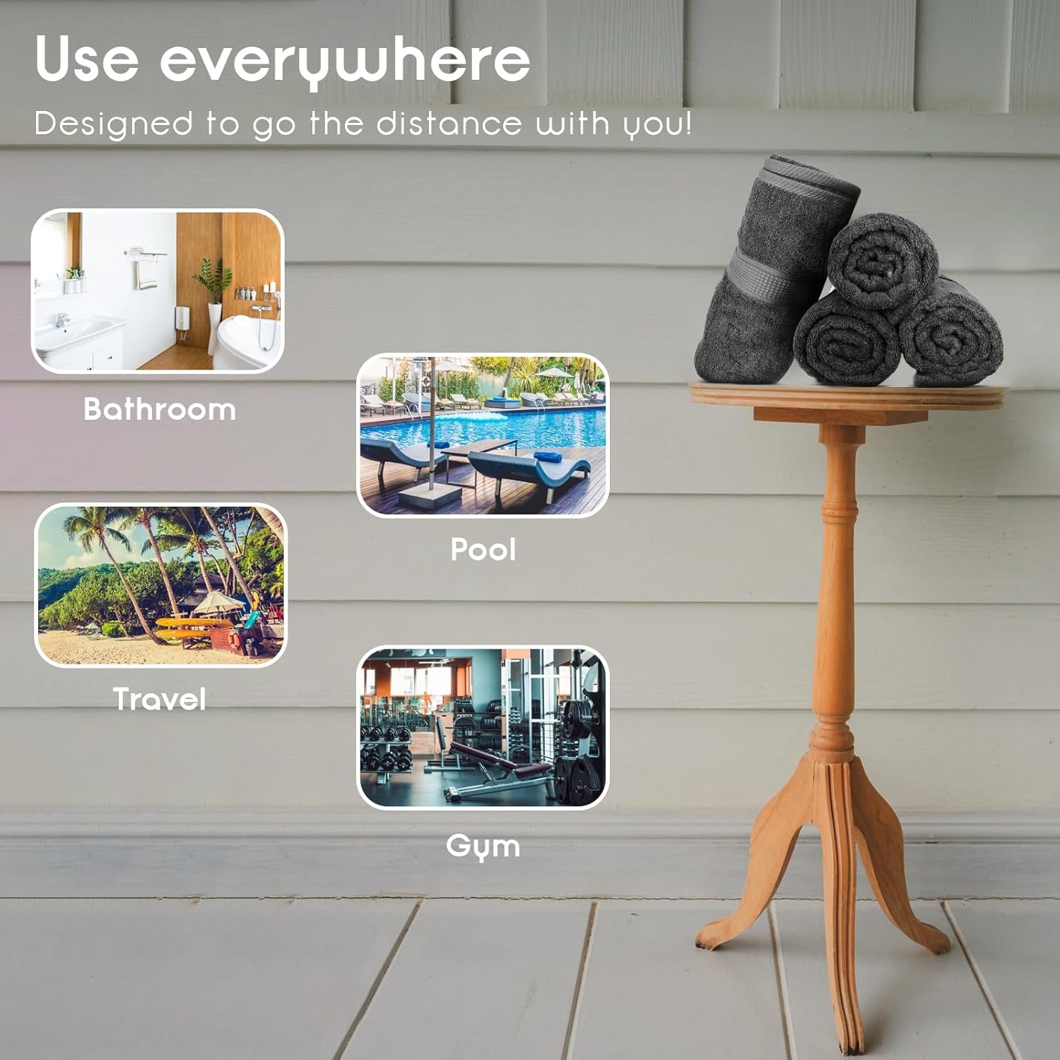 Premium Bath Towels Pack of 4, 100% Cotton, Large, Super Soft, Highly Absorbent, Quick Dry, Durable, Comfortable, Great Value & Quality, Perfect for Home & Bathroom - Grey