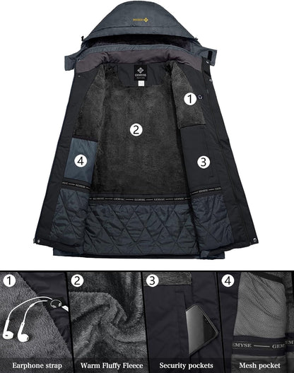 Men'S Mountain Waterproof Ski Snow Jacket Winter Windproof Rain Jacket