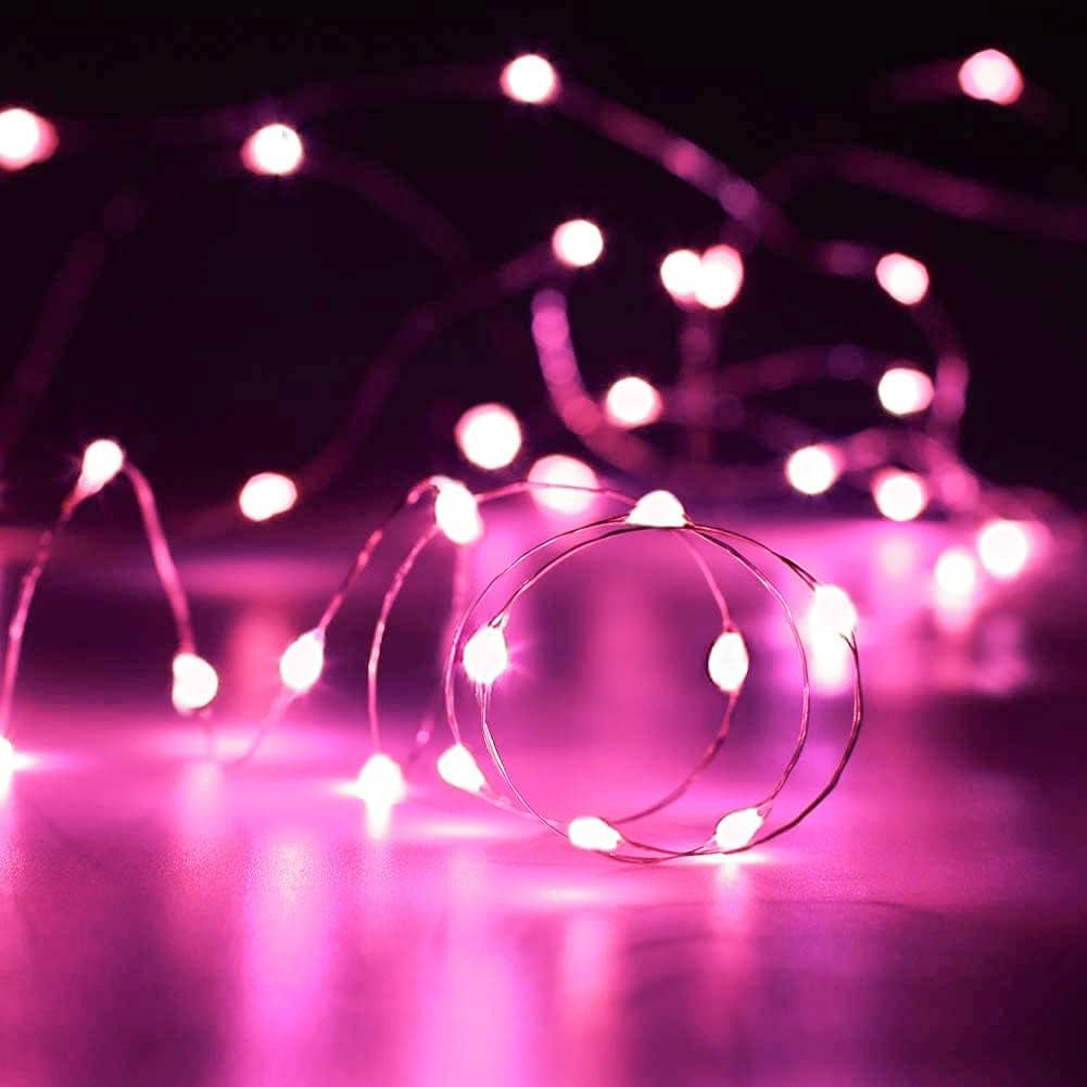 -Solar String Lights Outdoor, 2PK Each 72Ft 200LED Pink Solar String Lights, Copper Wire 8 Modes Solar Fairy Lights for Garden Party Valentine'S Day Decorations(Pink Light)