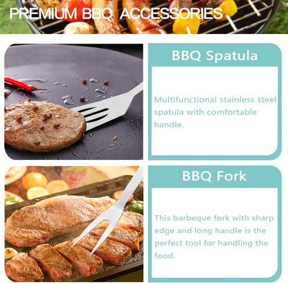 18Pcs BBQ Grill Accessories Set, Multifunctional Stainless Steel Barbecue Tools Set in Case for Outdoor Picnic, Camping, Smoking, Grilling