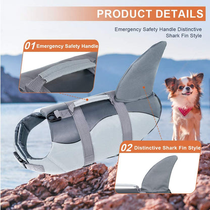 Dog Life Vests, Dog Floats for Swimming, Boat, Pool, Ripstop Pet Life Jacket with High Buoyancy and Lift Handle for Small and Medium Breeds, (M,Grey)