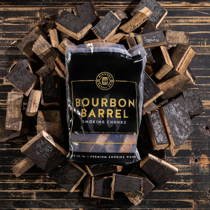 Midwest Barrel Co. Bag of Bourbon Barrel BBQ Smoking Wood Chunks - Authentic American White Oak Wood Chunks from Bourbon Barrels, Slow Burning, 1-4”, for BBQ, Lamb, Pork, Poultry, Veggies, Cheese