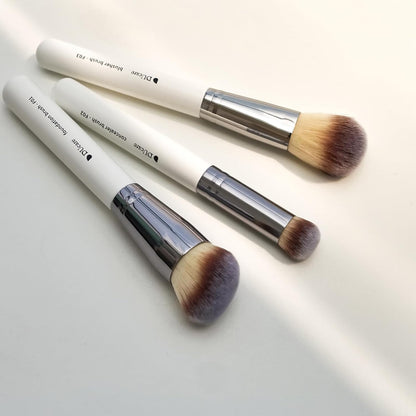 Makeup Brushes 3Pcs Foundation Contour Bronzer Brush,Concealer Brush,Blusher Powder Brush, Face Kabuki Travel Buffing Stippling Liquid Blending Makeup Brush Set White