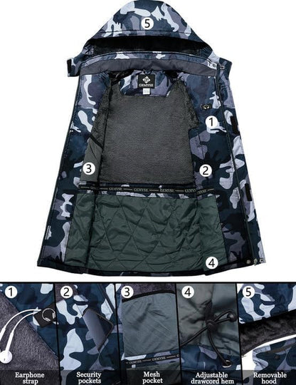 Men'S Ski Snow Jacket Warm Winter Waterproof Coat Snowboard Rain Jacket Hooded Windproof Windbreaker