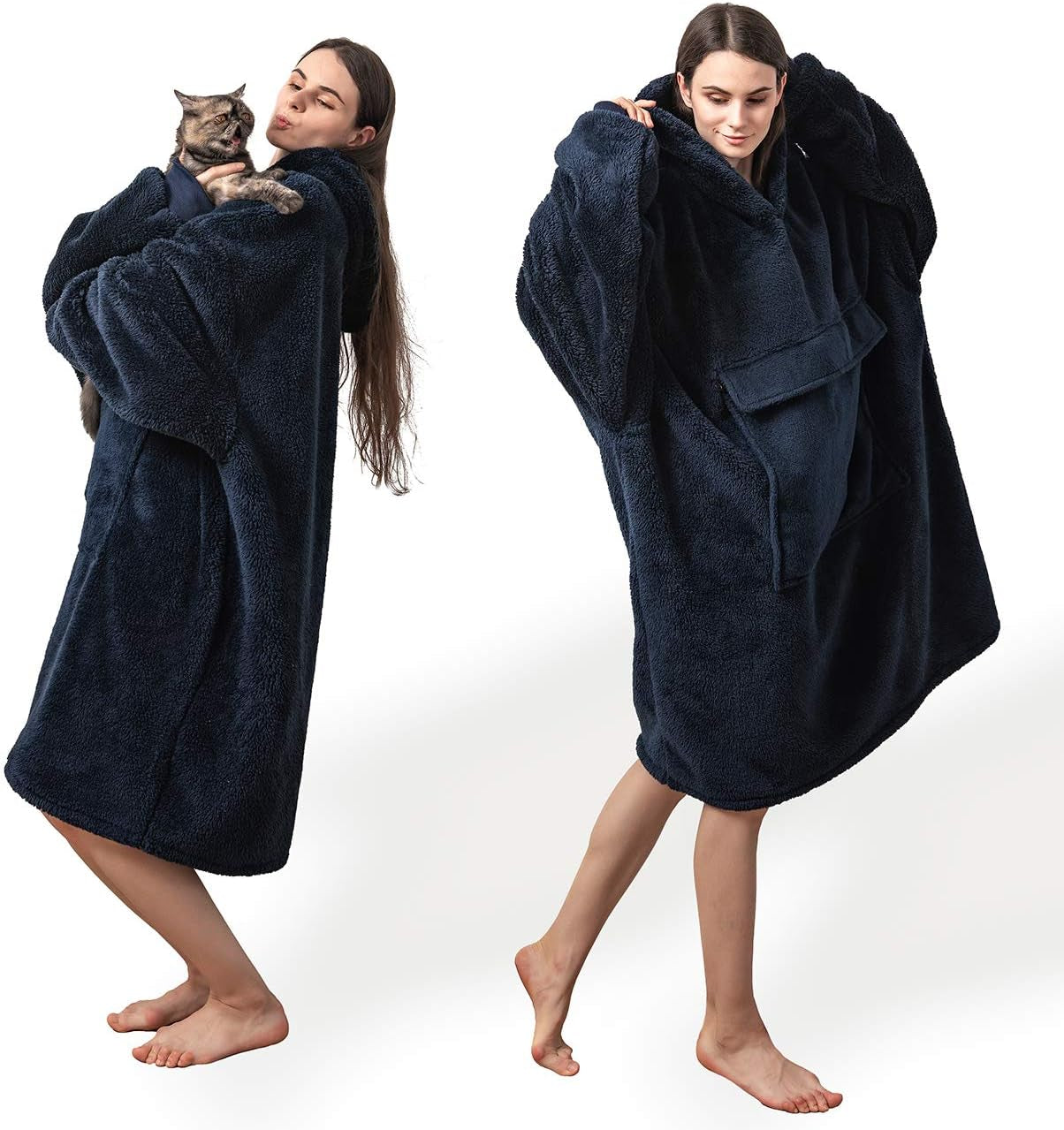 Oversized Blanket Sweatshirt,Comfortable Giant Hoodie Blanket for Women Men Aduls,Sherpa Sweatshirt Blanket with Pocket Sleeves, Super Soft Warm Big Hoody Wearable Blanket,Hoddie Blanket Sweatshirt …