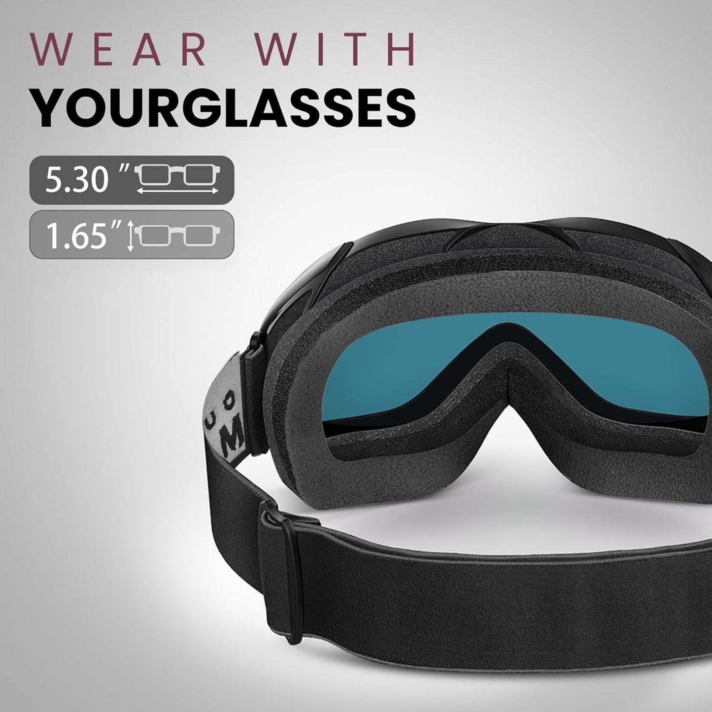 OTG Ski Goggles - over Glasses Ski/Snowboard Goggles for Men, Women & Youth - 100% UV Protection