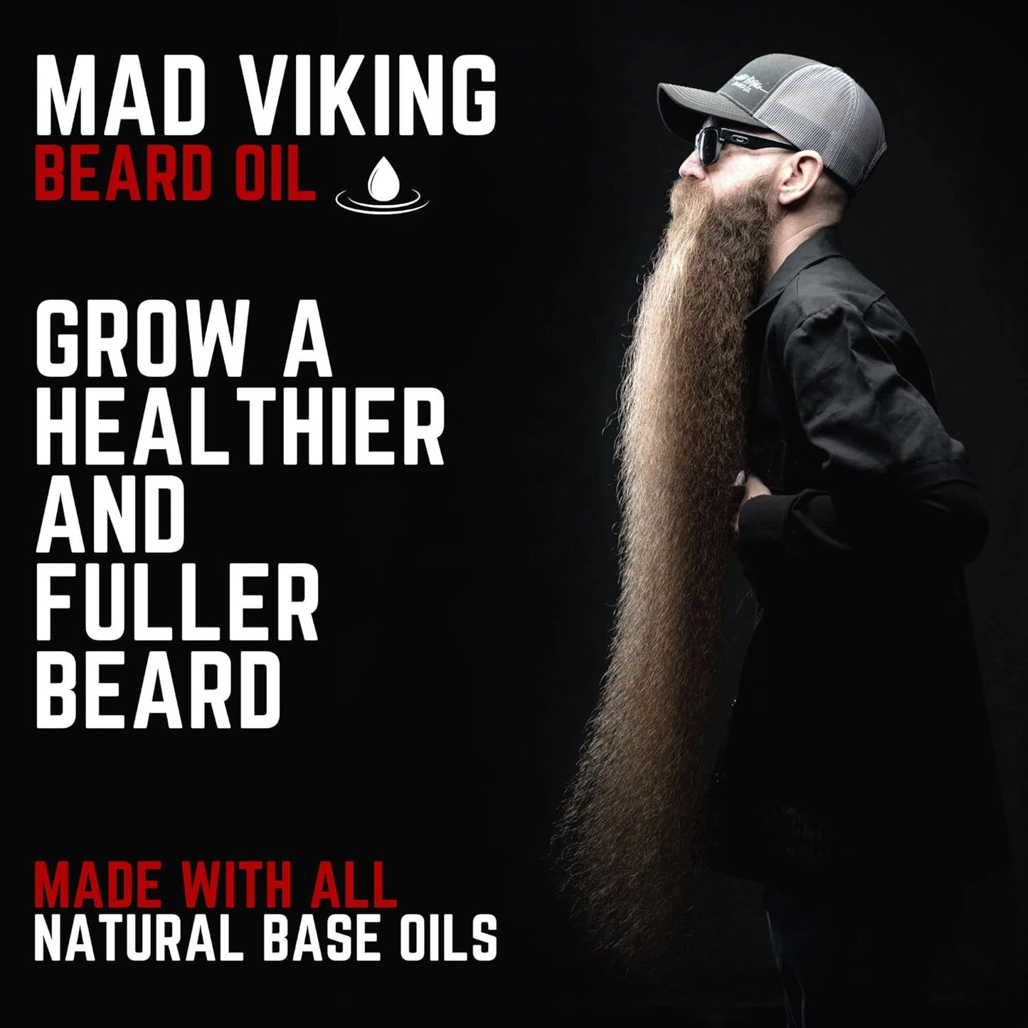 Mad Viking Valhalla Beard Oil - Hydrate, Soften and Grow Your Beard Naturally. Fight Itch and Dandruff with a Smooth Sandalwood & Vanilla Scent, Made in the USA - 2Oz