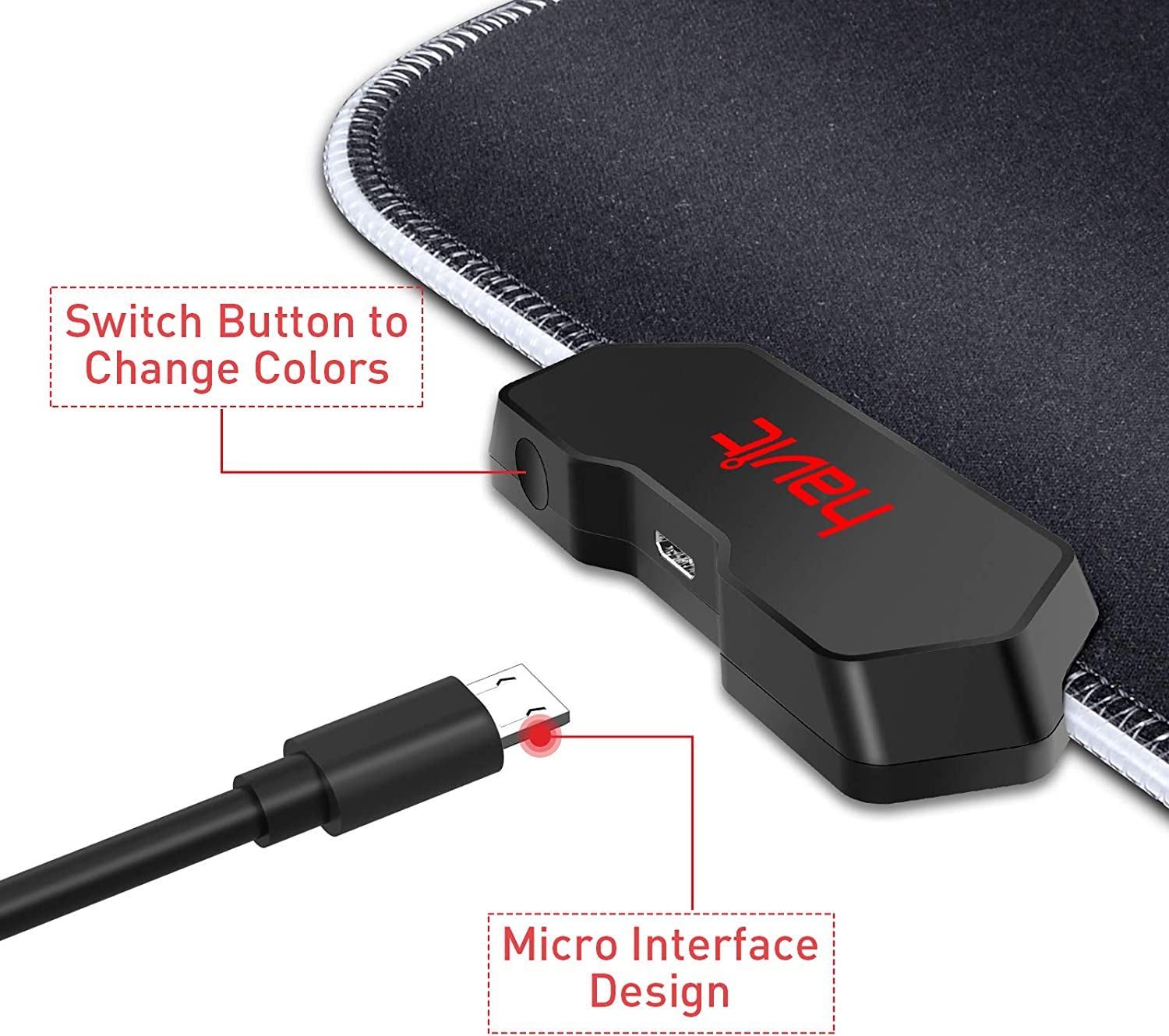 RGB Gaming Mouse Pad Soft Non-Slip Rubber Base Mouse Mat for Laptop Computer PC Games (13.8 X 9.8 X 0.16 Inches, Black)