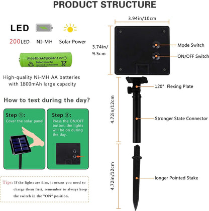 -Solar String Lights Outdoor, 2PK Each 72Ft 200LED Pink Solar String Lights, Copper Wire 8 Modes Solar Fairy Lights for Garden Party Valentine'S Day Decorations(Pink Light)