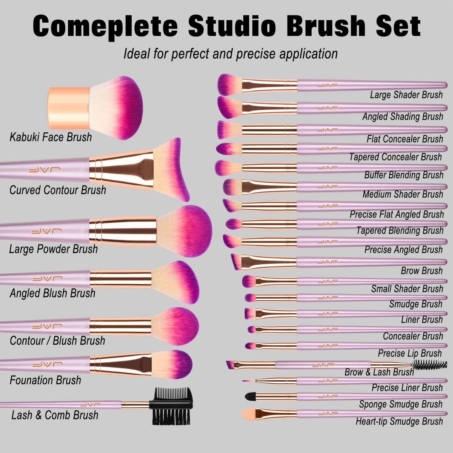 Makeup Brush Set Professional 26 Pcs Synthetic Make up Brushes Tools Kit Vegan