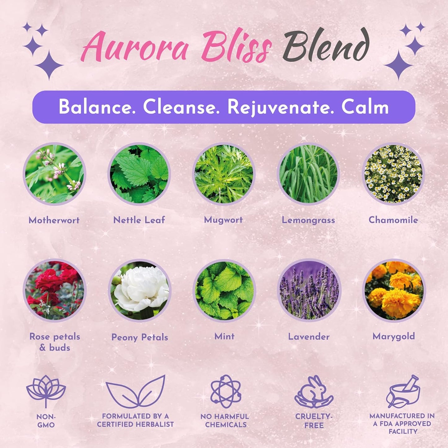 Yoni Steam Herbs - 100% Natural Vaginal Steam, 10 Yoni Herbs Aurora Bliss Blend with Filter Bag | Soothe. Rejuvenate. Heal (2-4 Steams)