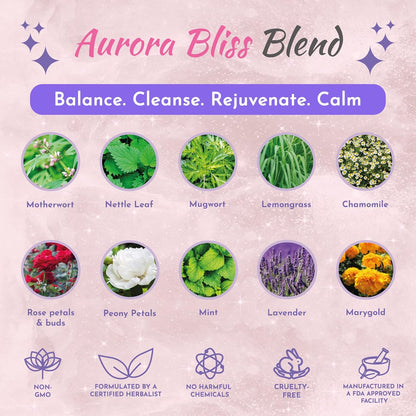 Yoni Steam Herbs - 100% Natural Vaginal Steam, 10 Yoni Herbs Aurora Bliss Blend with Filter Bag | Soothe. Rejuvenate. Heal (2-4 Steams)