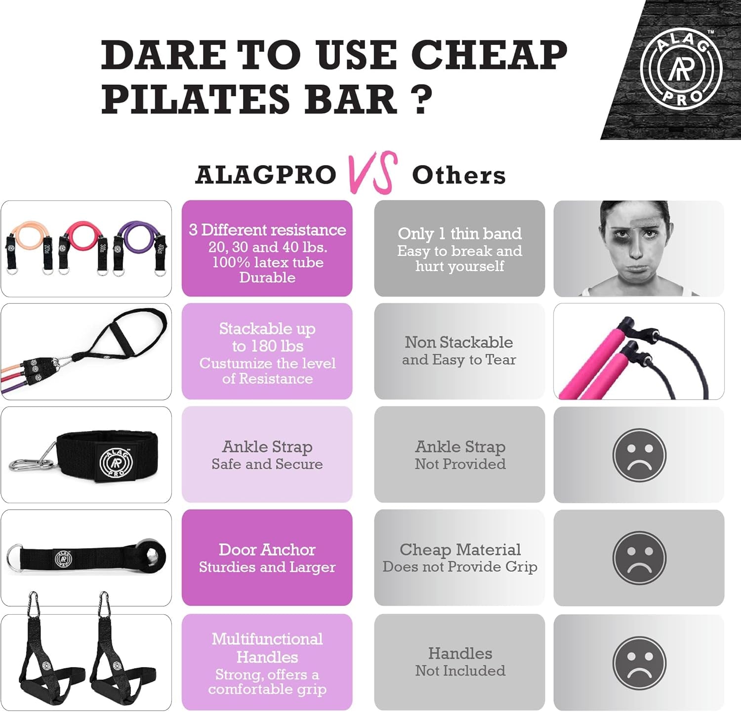 Pilates Bar Kit with Resistance Bands for Women & Men - Pilates Equipment for Home Workouts | Portable Exercise Bar with Adjustable Resistance Band | Gym Stick for Full Body Workout Toning - Fitness