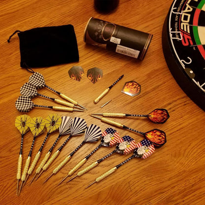 15 Packs Steel Tip Darts 18 Grams with Dart Sharpener and 3 Extra Flights, Aluminum Shafts & Brass Barrels, Levels in Every Rec Room, Man Cave, Bar and Game Room